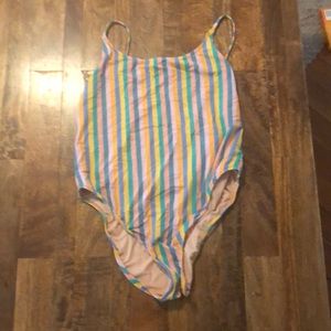 Striped one piece swimsuit. Size L. Worn once